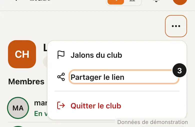 Screenshot of step 3: Share the Live page (Demo data)