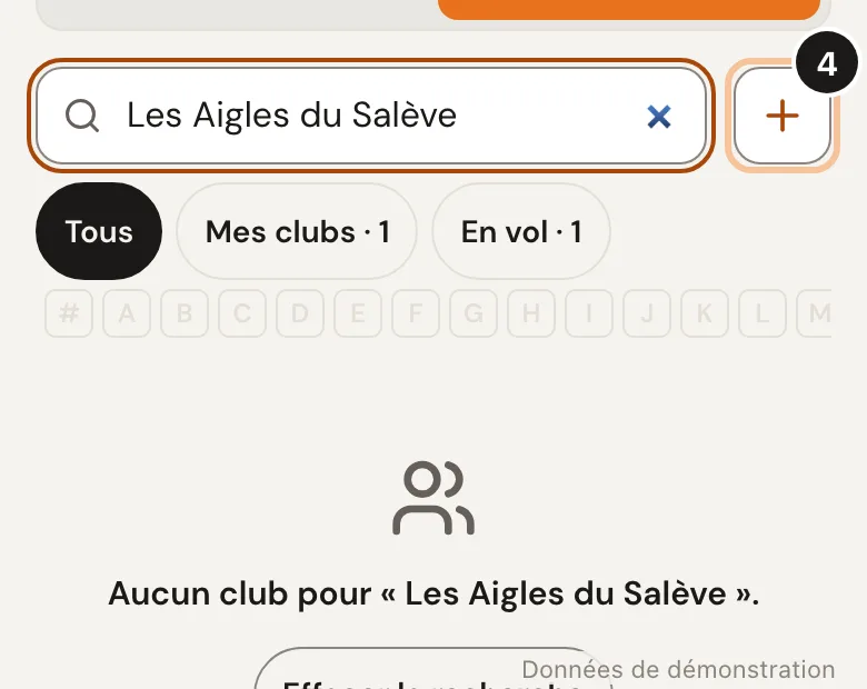 Screenshot of step 4: Your club is not there? (Demo data)