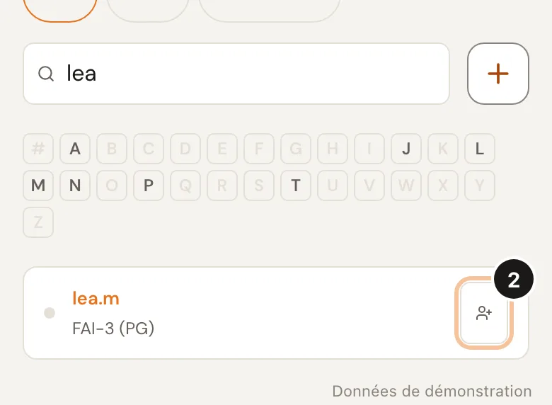 Screenshot of step 2: Tap « Follow » (Demo data)