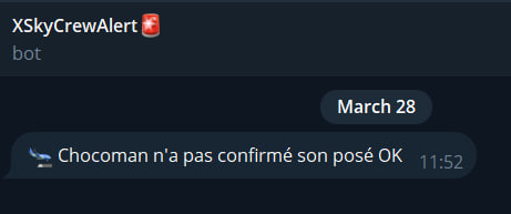 Exemple d'alerte OK